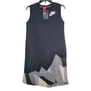 Nike Rally Sportswear Black Skyscraper Printed Fleece Shirt Dress Small